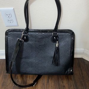 Black Alligator Work Briefcase with Laptop pocket